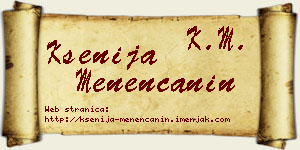 Ksenija Menenćanin vizit kartica